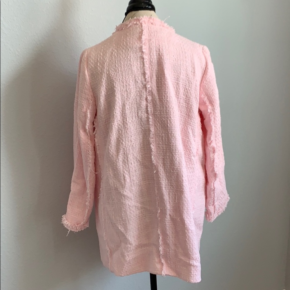 SOLD-Zara Light Pink Textured Tweed Frock Jacket - Picture 5 of 8